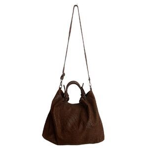 Tulipani Woven Leather Large Brown Bag
